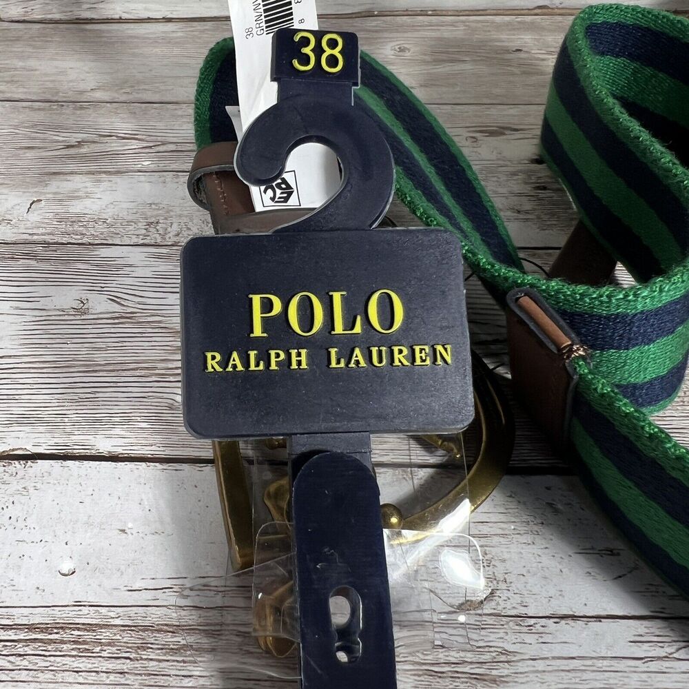 Polo Ralph Lauren Belt Equestrian "Polo Player" Canvas Leather Men's Size 38 - Picture 4 of 5